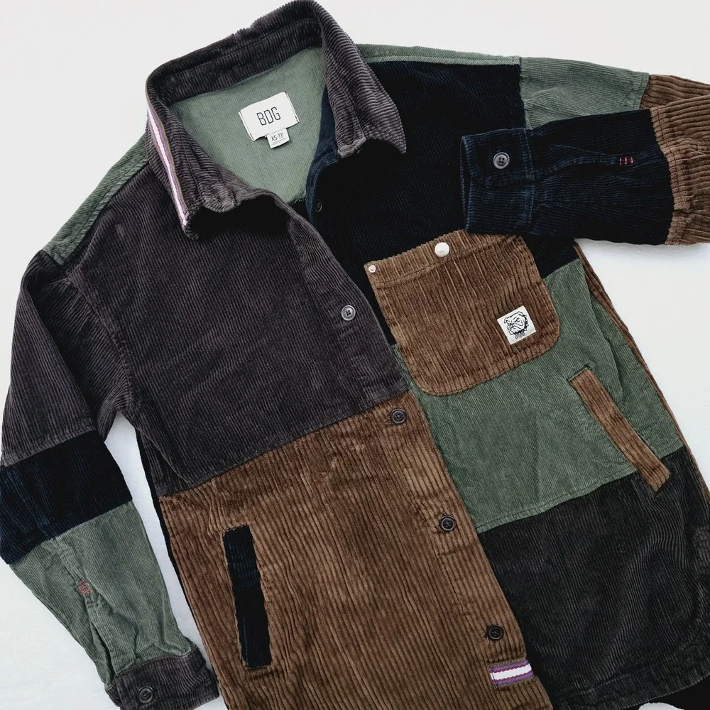 BDG Urban‎ Outfitters Royce Corduroy Patchwork Shirt Jacket Shacket Oversized XS
